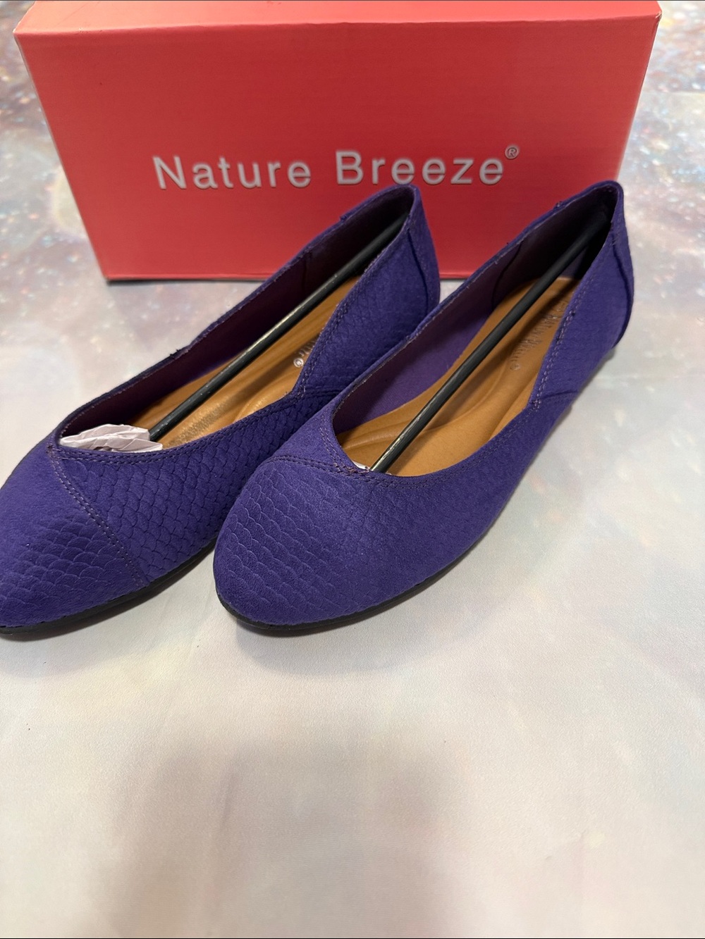 Nature Breeze Deep Purple Textured Ballet Flats 7.5